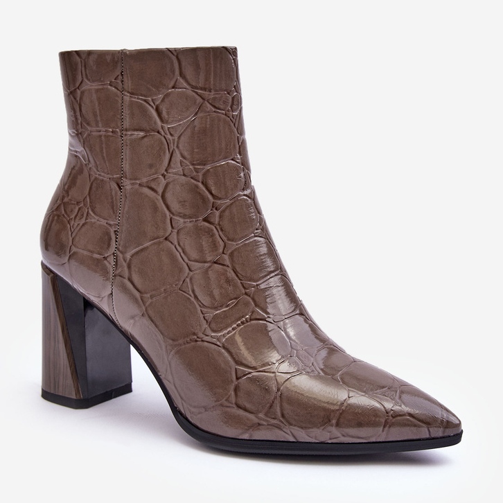 Leather Patent Ankle Boots S.Barski MR870-58 Dark Beige 1 Leather Patent Ankle Boots S.Barski MR870-58 Dark Beige 1