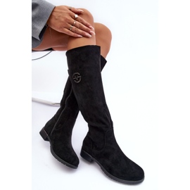 Vinceza Suede Women's Flat Boots, Black Albuna 1