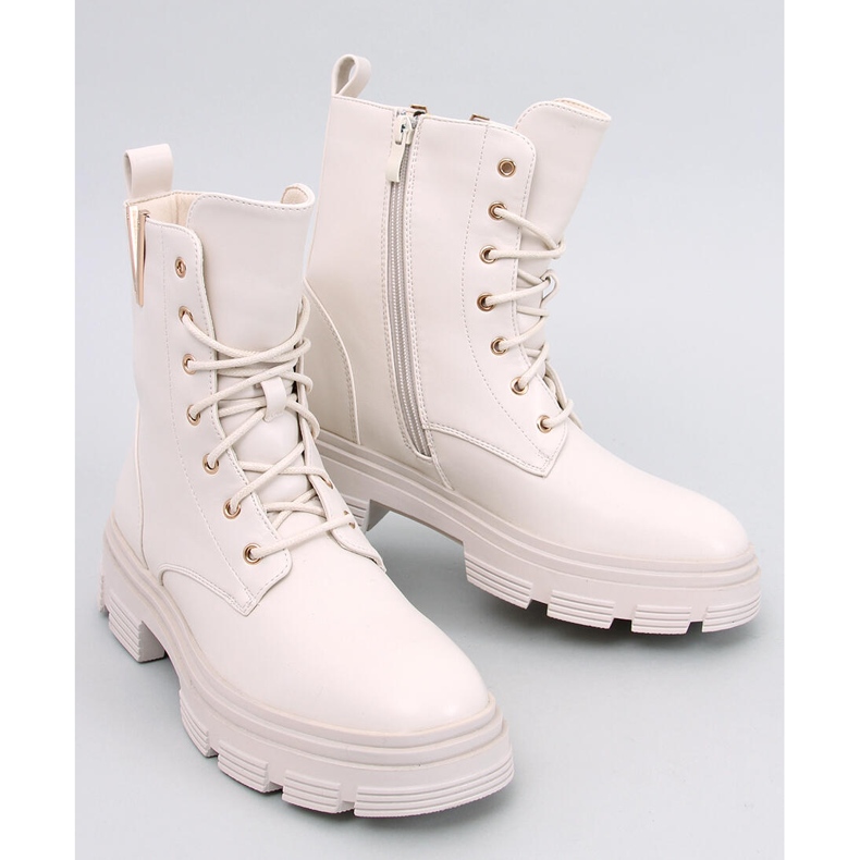 Clend Beige military lace-up ankle boots 1 Clend Beige military lace-up ankle boots 1