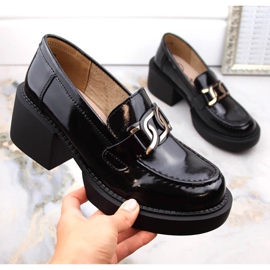 Black patent leather women's high-heeled loafers Filippo DP4920 1