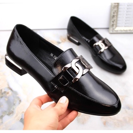 Women's black patent shoes with a flat heel, Sergio Leone MK732 1