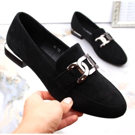 Women's suede shoes with a chain, black Sergio Leone MK732 1