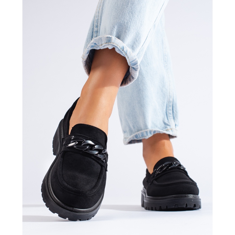 Black suede women's loafers from Shelovet 1 Black suede women's loafers from Shelovet 1