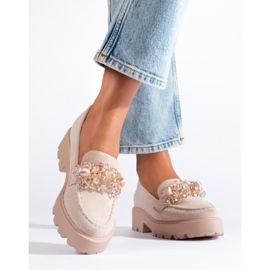 Beige women's suede moccasins by Shelovet 1
