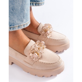 Beige women's suede moccasins by Shelovet 2