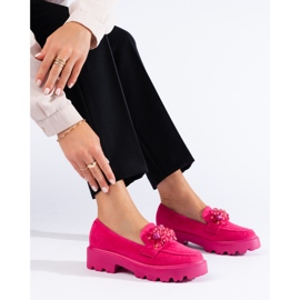 Shelovet women's fuchsia suede loafers pink 1