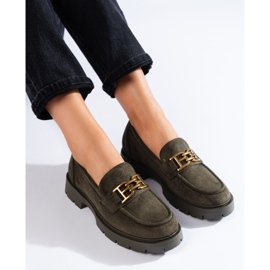 Shelovet women's dark green suede moccasins black 1