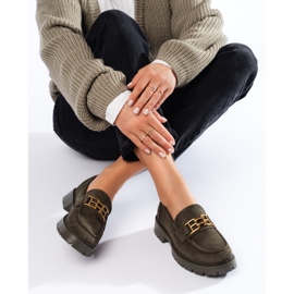 Shelovet women's dark green suede moccasins black 2