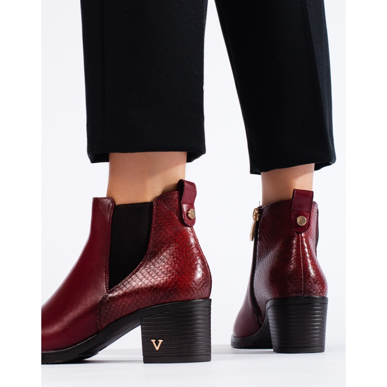 W. Potocki Burgundy women's high-heeled ankle boots by Potocki red 2