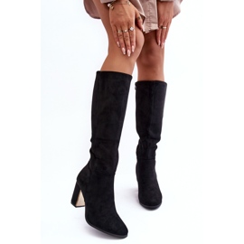 Suede Black Kilrenita Over-the-Knee High Heel Boots 1