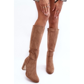 Dark beige Suede High Heel Boots by Kilrenita 2