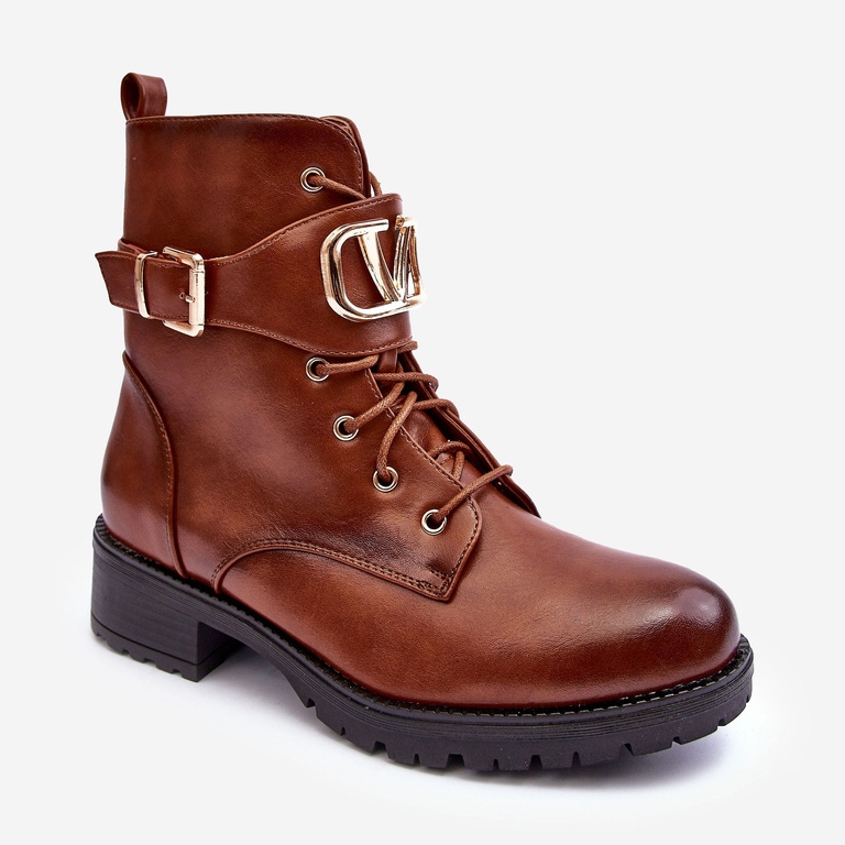PS1 Women's Insulated Worker Boots Gold Buckle Brown Vera 1 PS1 Women's Insulated Worker Boots Gold Buckle Brown Vera 1