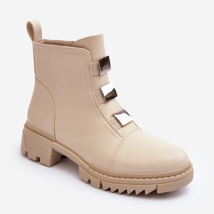PS1 Leather Flat Boots, Light Beige Azulenn 1 PS1 Leather Flat Boots, Light Beige Azulenn 1