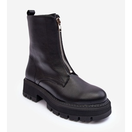 PS1 Leather Flat Boots With Zipper Black Vimal 1