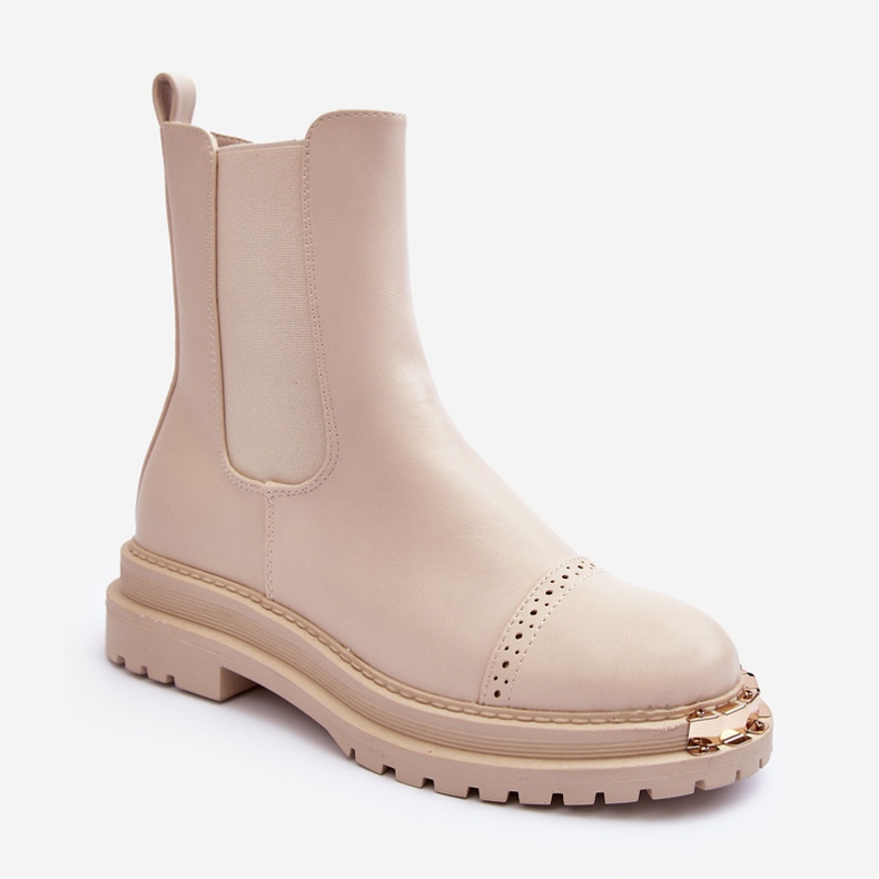 FG2 Women's Leather Ankle Boots Beige Nialee 1 FG2 Women's Leather Ankle Boots Beige Nialee 1