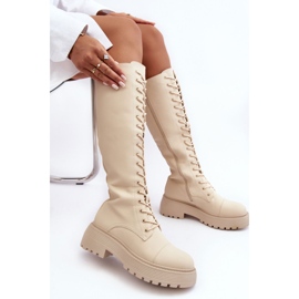 PS1 Beige Bergdis Lace-up, Insulated Over-The-Knee Over-The-Knee Boots 1
