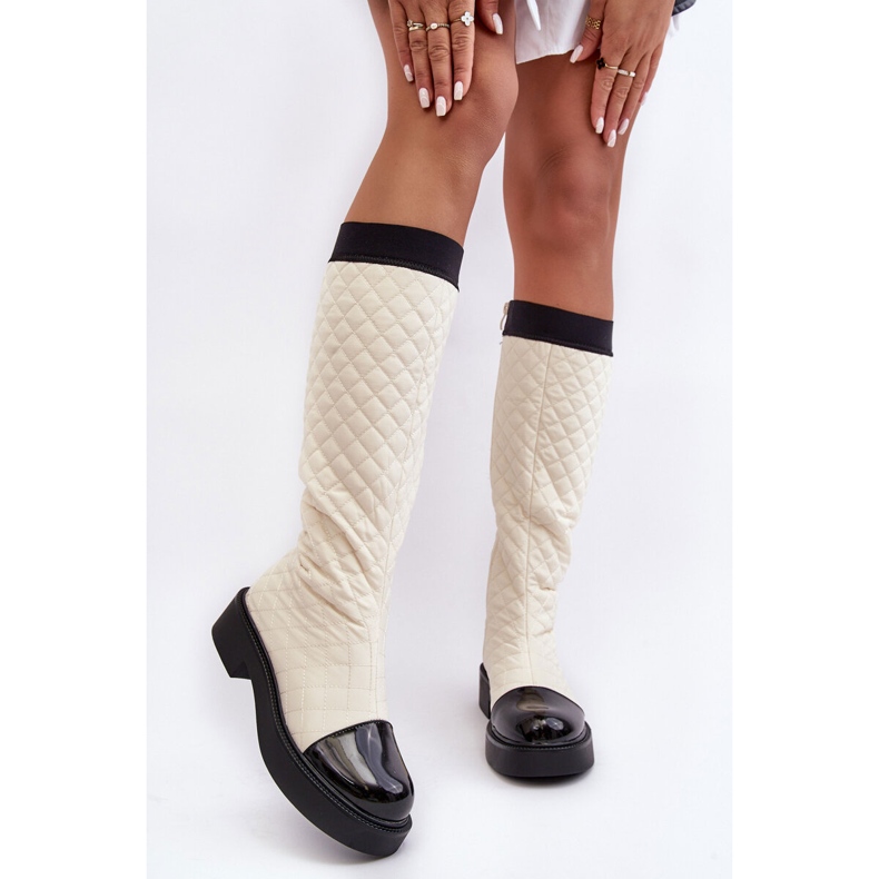 PS1 Beige Amalfri Quilted Over-the-Knee Flat Boots 2 PS1 Beige Amalfri Quilted Over-the-Knee Flat Boots 2