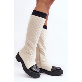 PS1 Beige Amalfri Quilted Over-the-Knee Flat Boots 1 PS1 Beige Amalfri Quilted Over-the-Knee Flat Boots 1