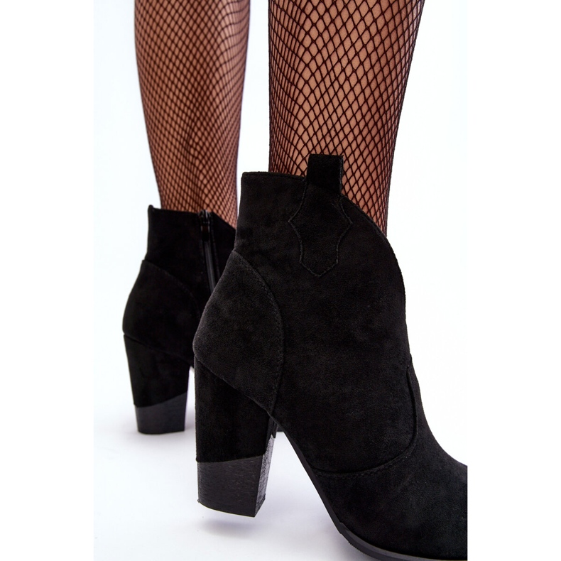 PS1 Suede Cowboy Boots on a High Heel Black Tanner 1