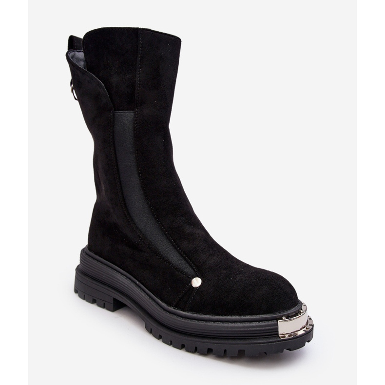 PS1 Suede Insulated Flat Boots Black Palimra 2