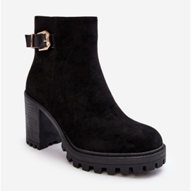 PS1 Suede Women's Ankle Boots With Black Menoria Decoration 1