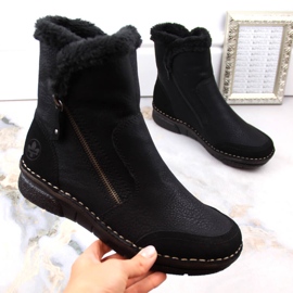 Comfortable, insulated women's boots with fur, black Rieker 73371-00 1