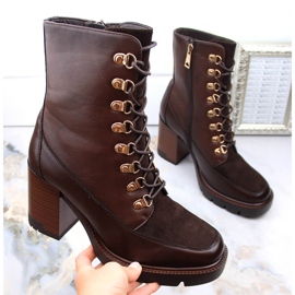 Brown women's boots with high heel and platform, insulated, Vinceza 58100 1