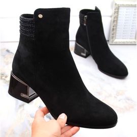 Black suede high-heeled ankle boots by S.Barski 1