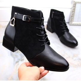 Women's flat-heeled boots with insulated black Potocki SZ12260 1