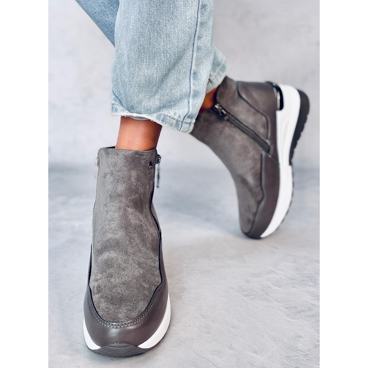 Jordans Gray wedge ankle boots -