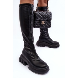 PS1 Leather boots on a massive platform with a zipper, Black Ringo 2