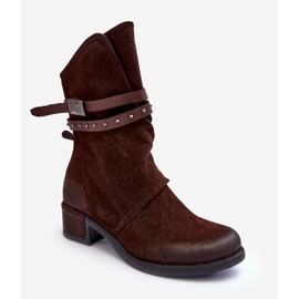 PS1 Women's Low Heel Boots With Straps Brown Thelereia 1