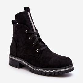 PS1 Suede Women's Ankle Boots With Black Plesca Decoration 2