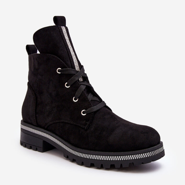 PS1 Suede Women's Ankle Boots With Black Plesca Decoration 2