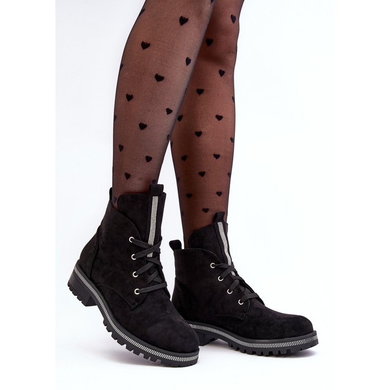 PS1 Suede Women's Ankle Boots With Black Plesca Decoration 1