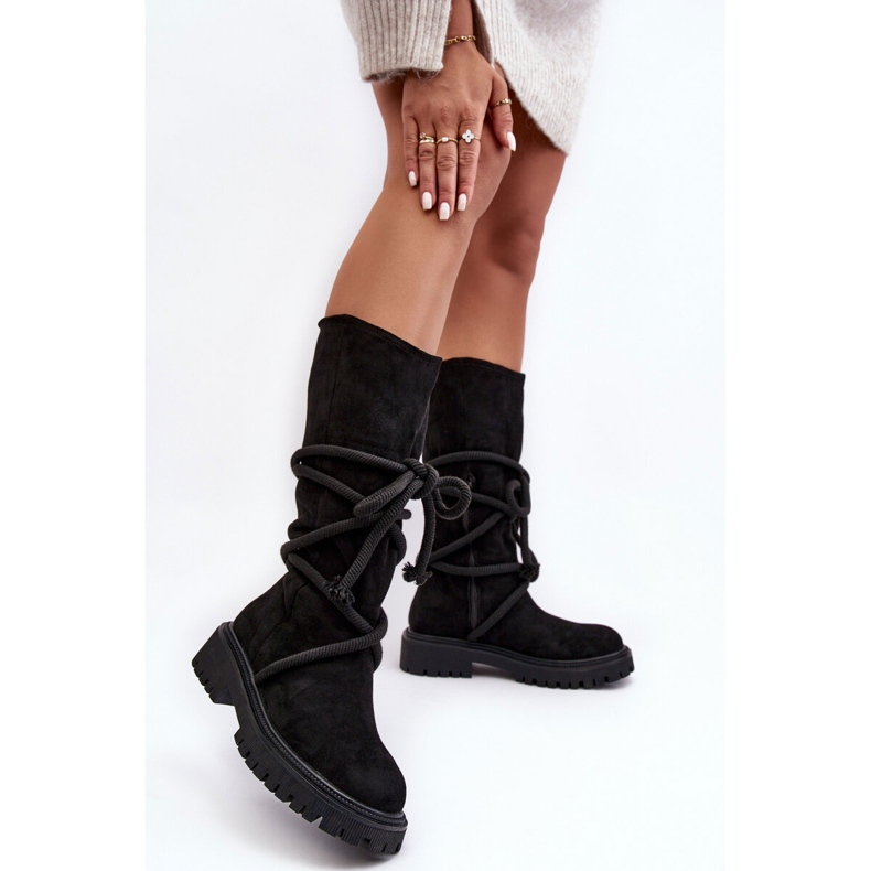 PS1 Suede Women's Boots With Laces Black Tanive 2