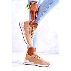 Women's suede sports shoes on the platform dark beige 2
