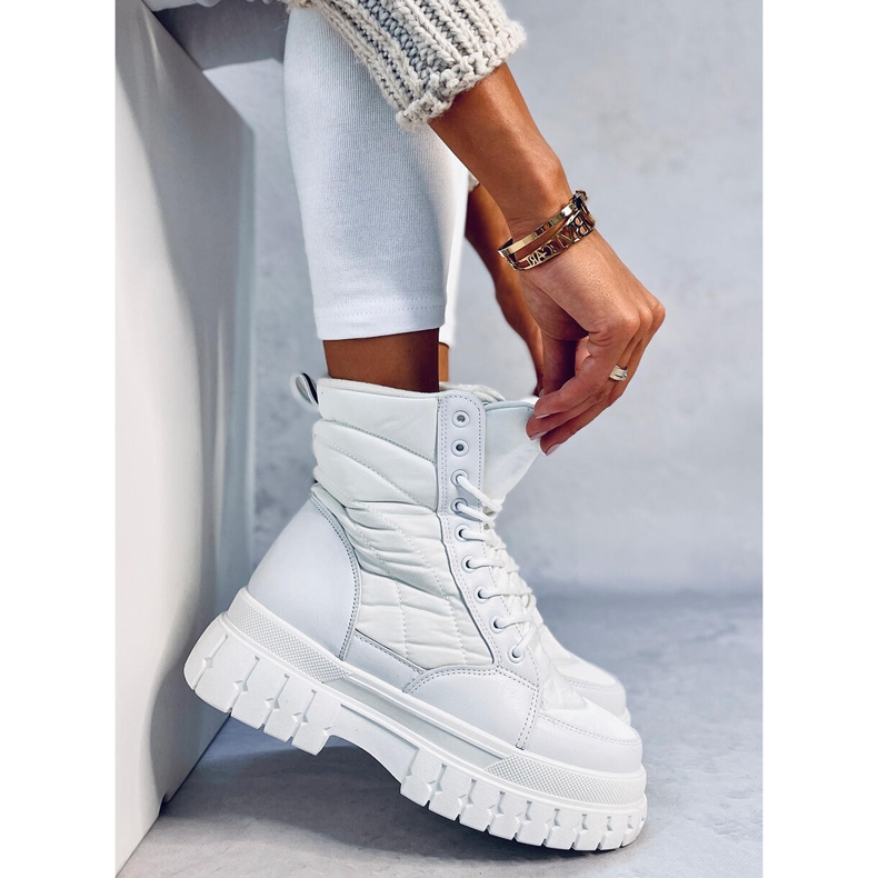 Flat lace-up boots Barkin Blanco white 1