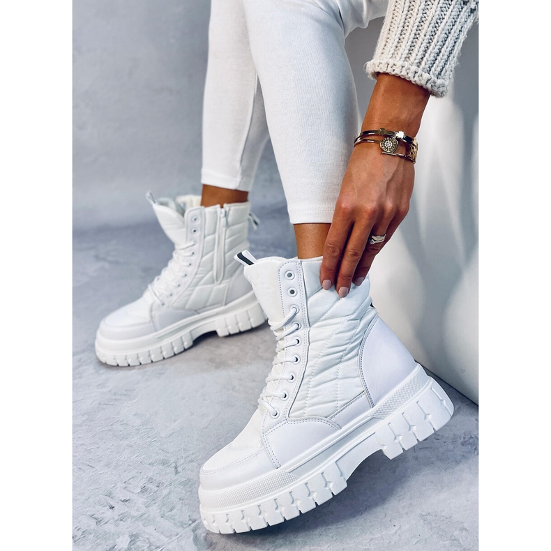 Flat lace-up boots Barkin Blanco white 2