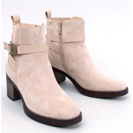 Yonda Beige stable heel ankle boots 1