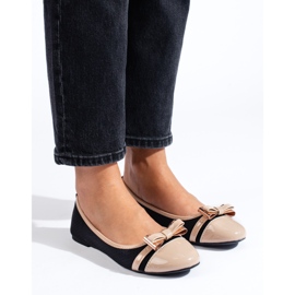 Black and beige women's ballet flats by Shelovet 2 Black and beige women's ballet flats by Shelovet 2