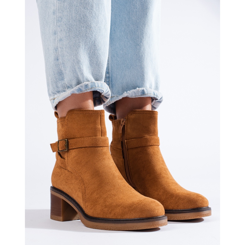 Shelovet camel suede ankle boots brown 1