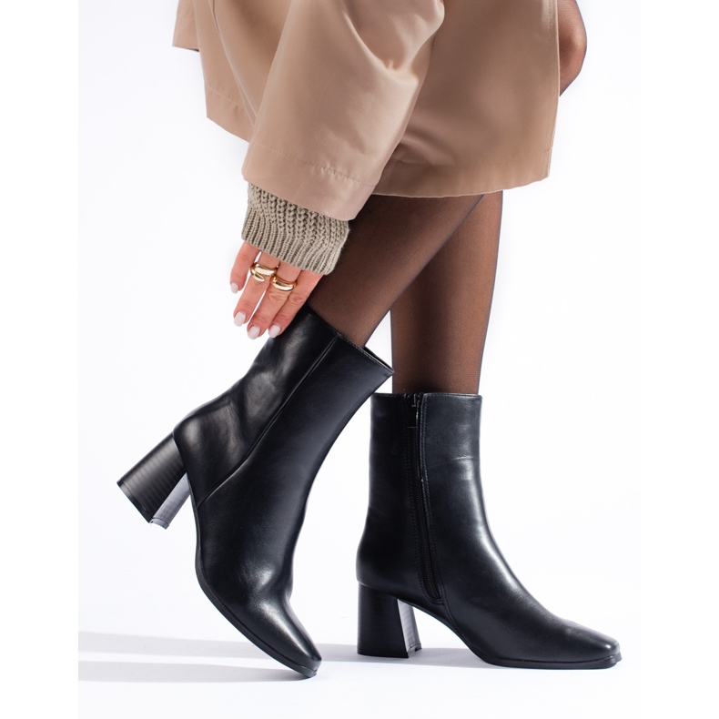 Shelovet black women's ankle boots with a square toe 1