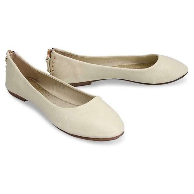 BM Ballerinas With Zipper Studs S-151 Beige 1