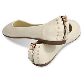 BM Ballerinas With Zipper Studs S-151 Beige 2