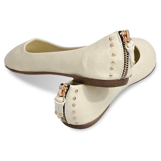 BM Ballerinas With Zipper Studs S-151 Beige 2