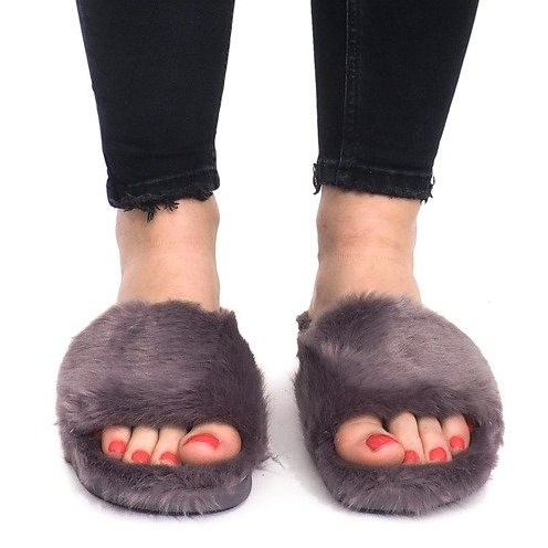 Slippers With Fur 833 Gray grey 1