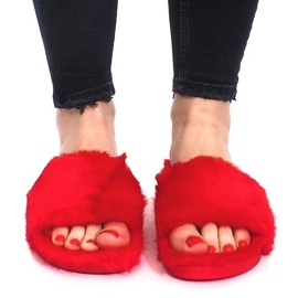 Fur Slippers 833 Red 1