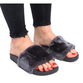 Slippers With Fur LS-1 Gray grey 2