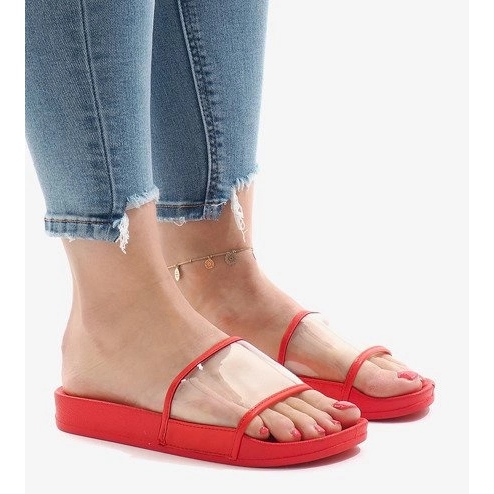 Red transparent slippers 815 1